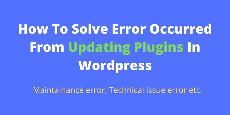 How To Solve Error Occurred From Updating Plugins In Wordpress